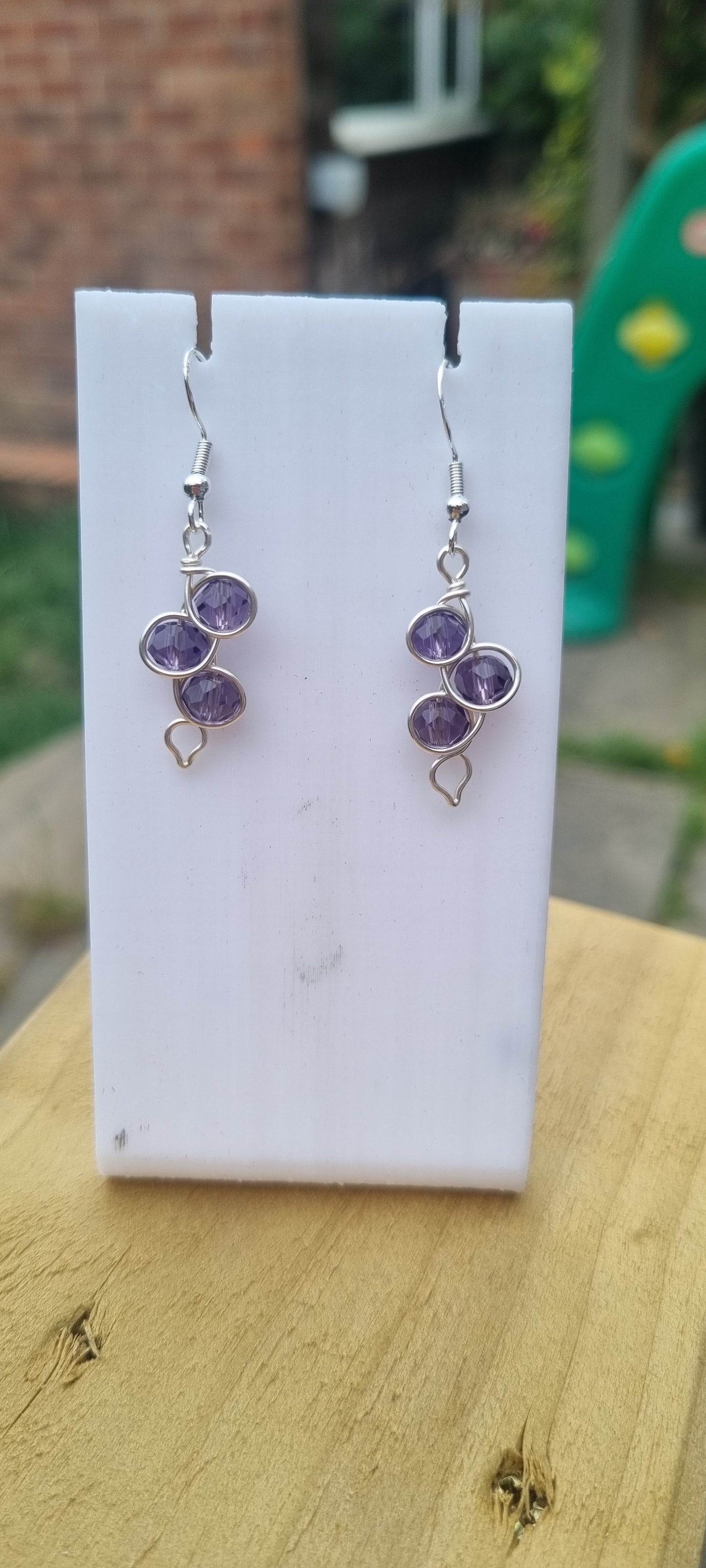 Pretty handmade purple wire wrapped earrings