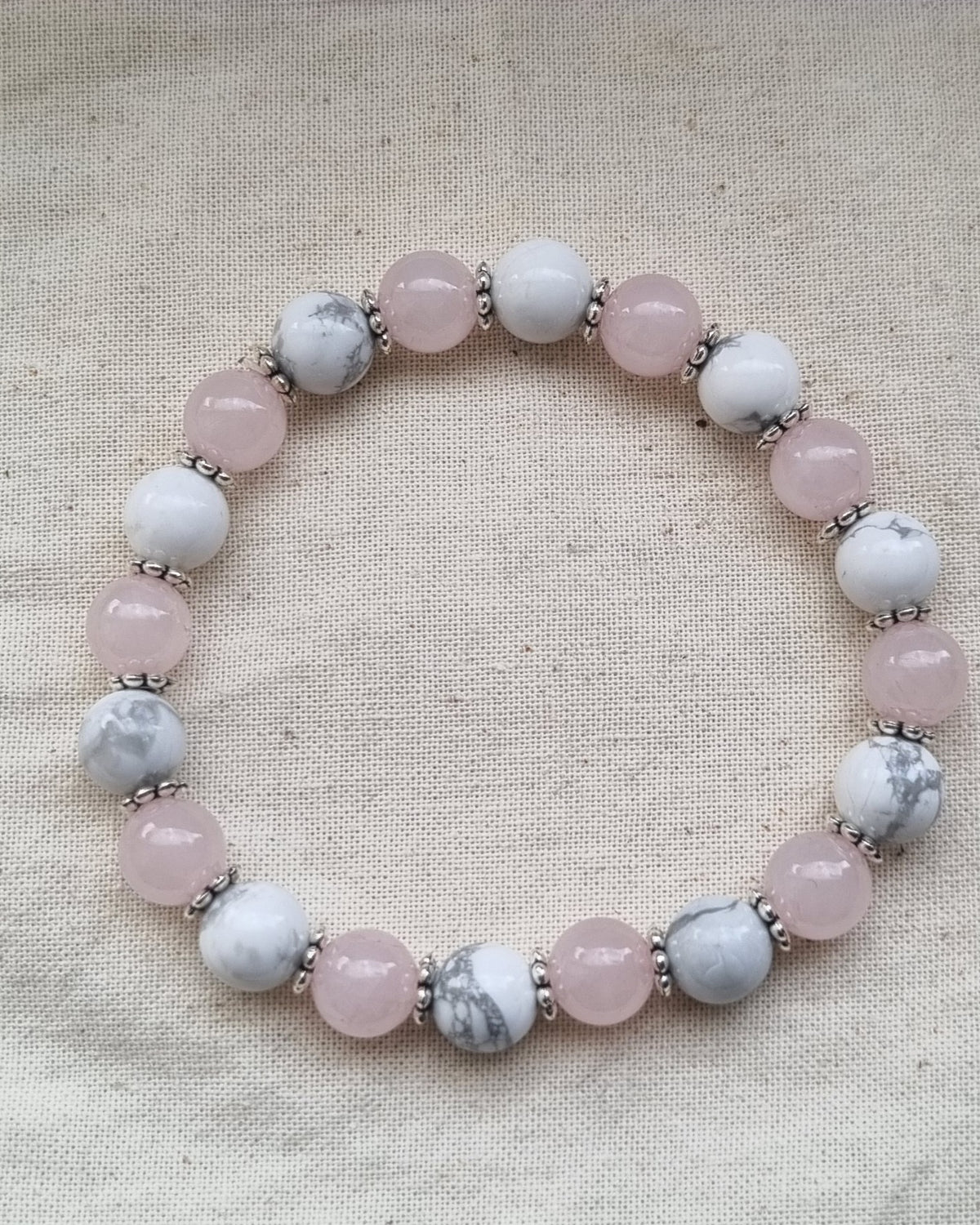 Rose quartz and Howlite handmade stretch bracelet