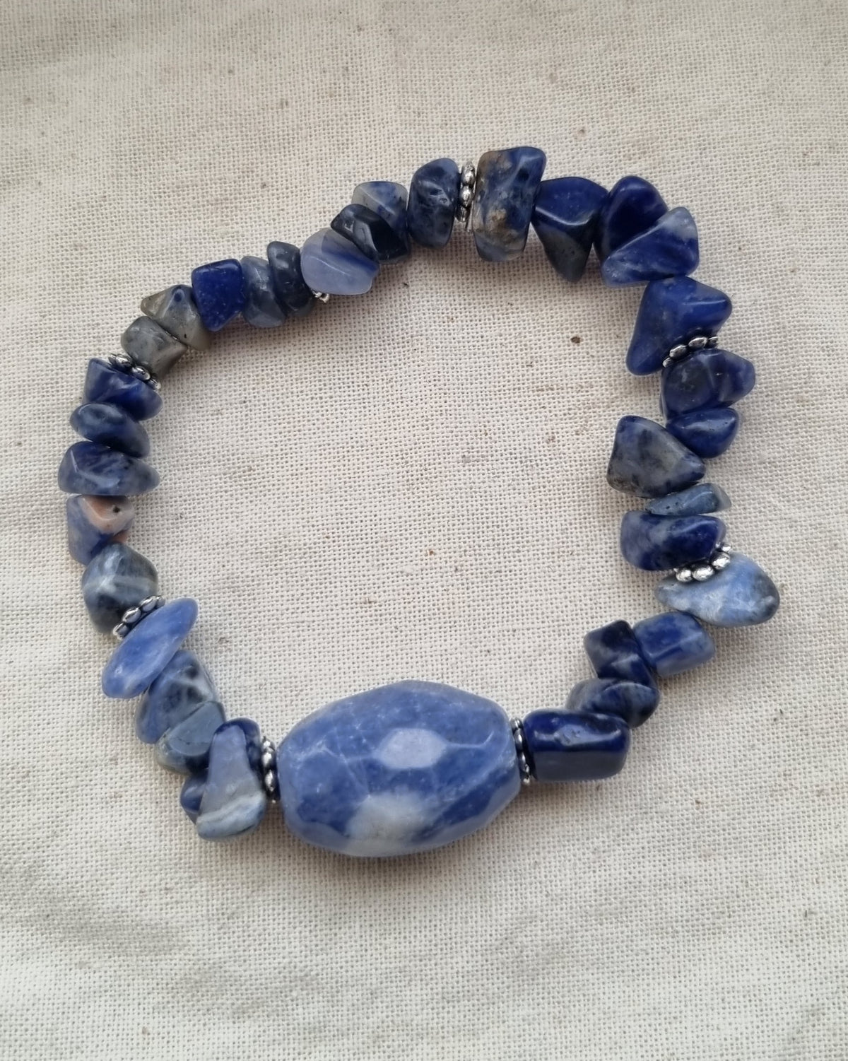 Beautiful blue Sodalite chip handmade bracelet