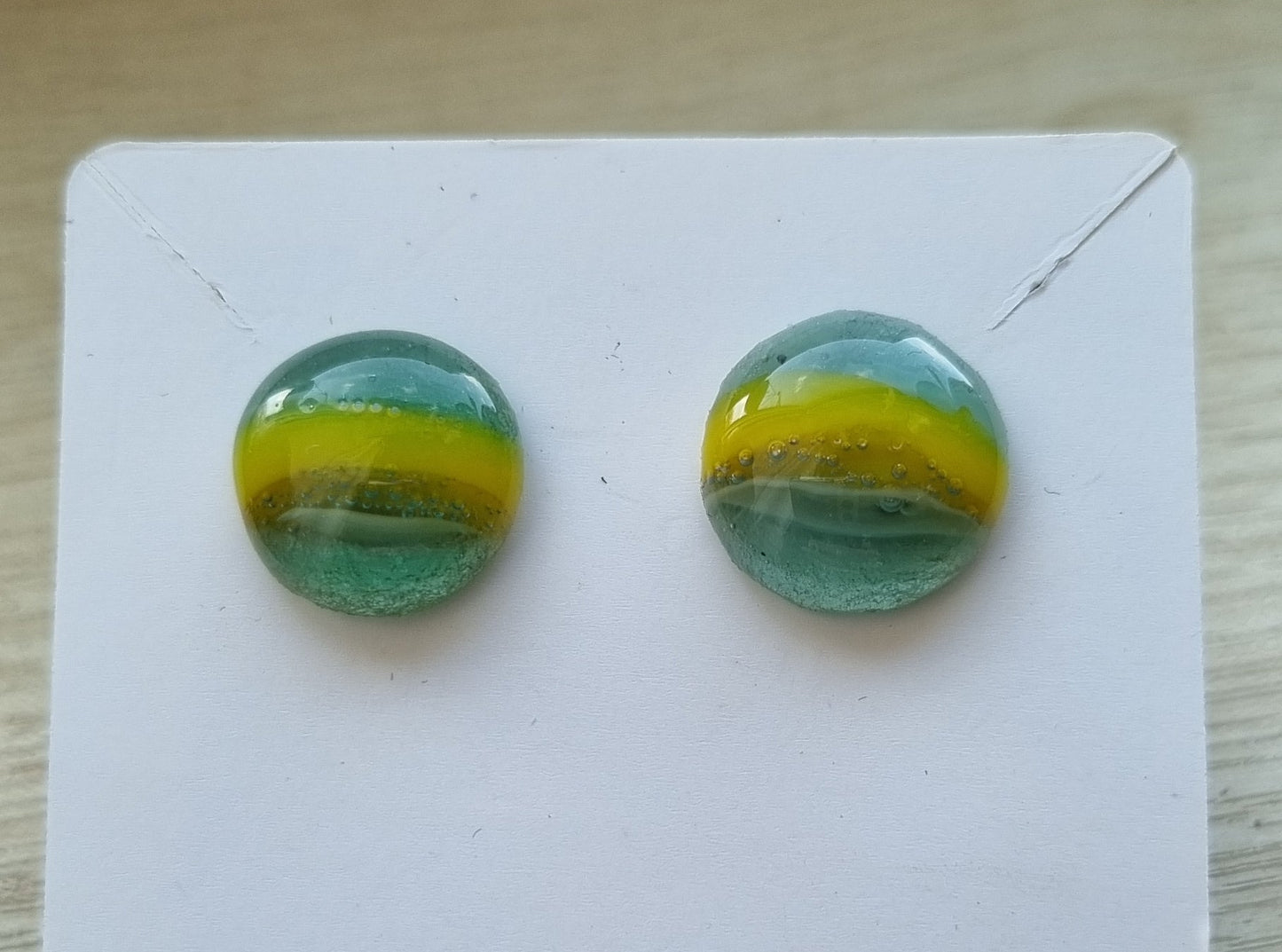 Pretty glass fused pebble stud earrings