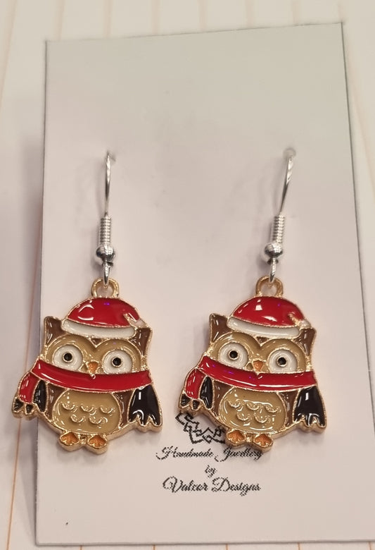 Owl Christmas earrings