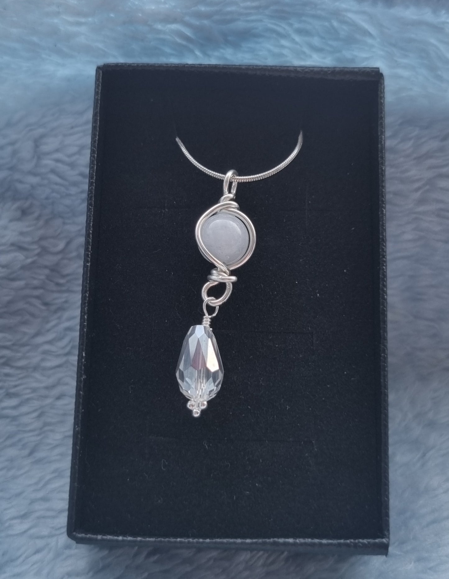 Aquamarine and sterling silver necklace.