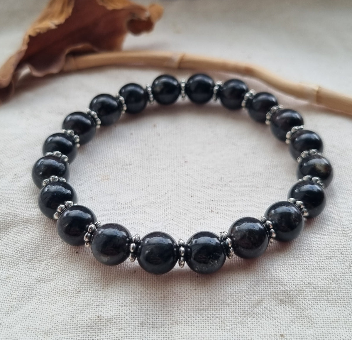 Beautiful Astrophyllite, handmade stretch bracelet