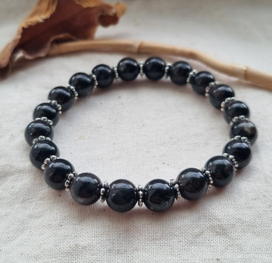 Beautiful Astrophyllite, handmade stretch bracelet