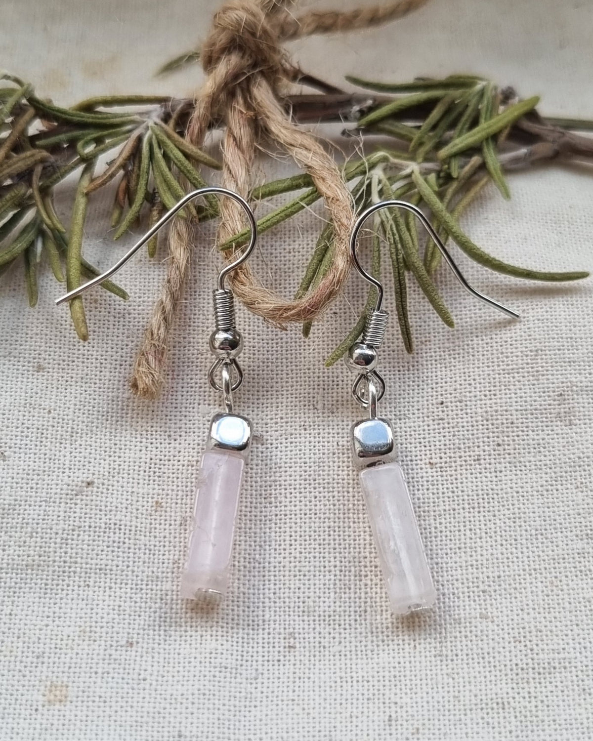 Pretty pink Rose quartz handmade earrings