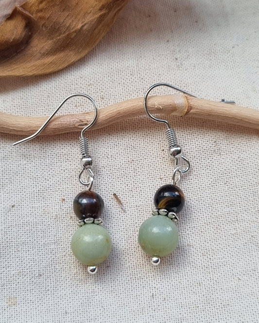 Amazonite and Tigers eye handmade gemstone earrings