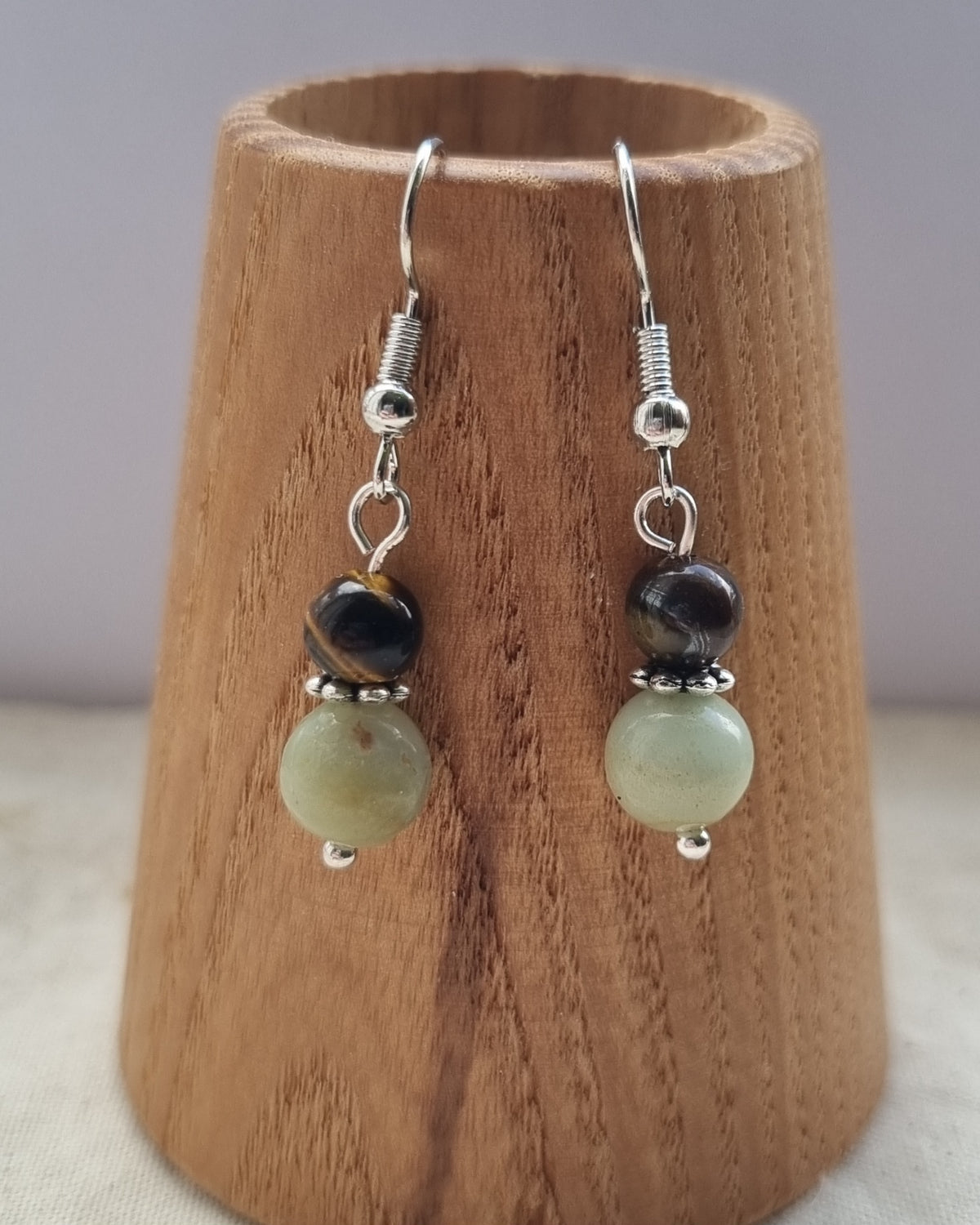 Amazonite and Tigers eye handmade gemstone earrings