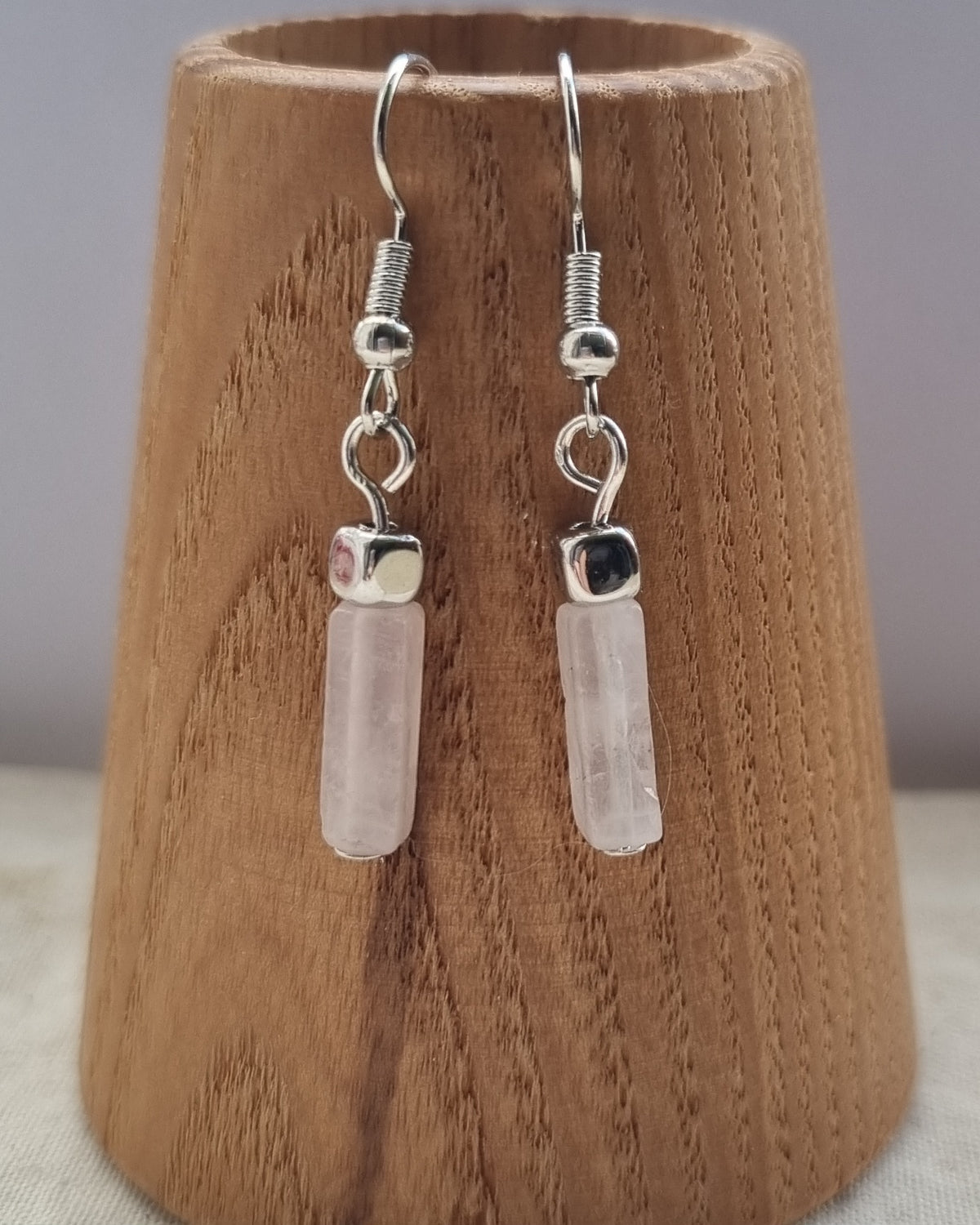 Pretty pink Rose quartz handmade earrings