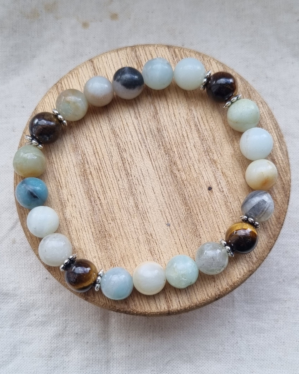 Pretty Amazonite and Tigers eye handmade bracelet