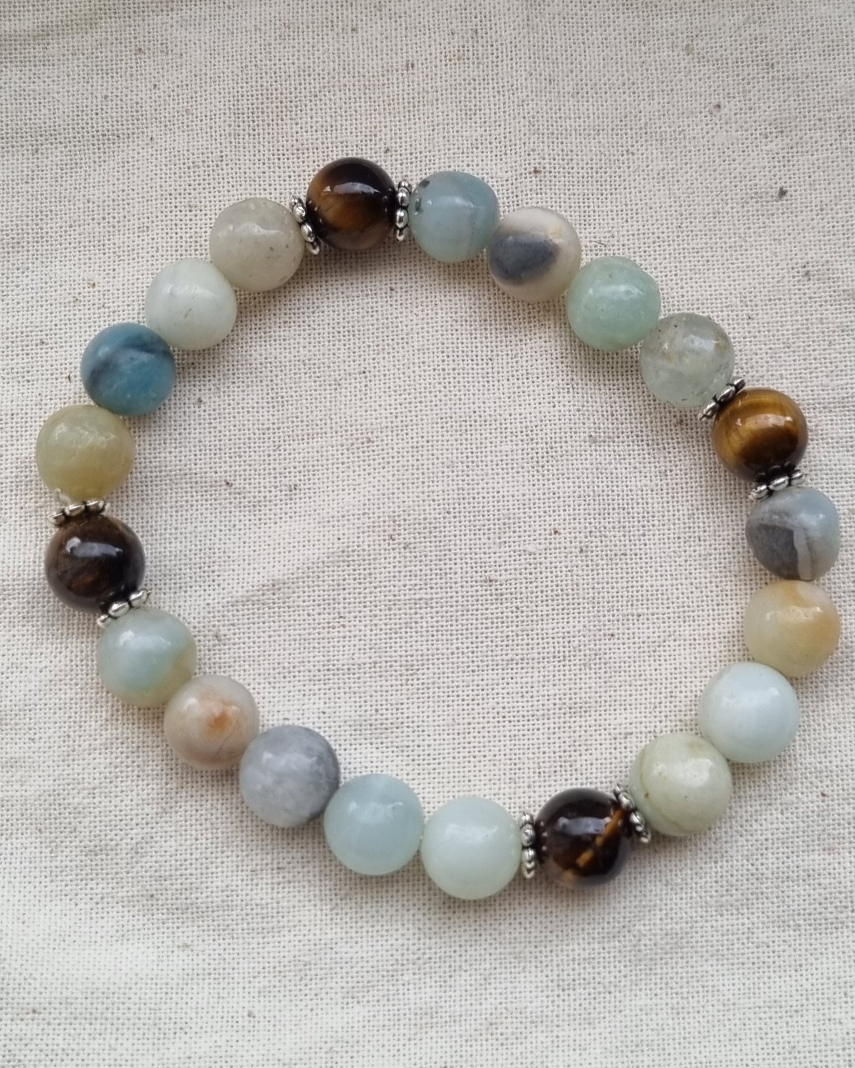 Pretty Amazonite and Tigers eye handmade bracelet