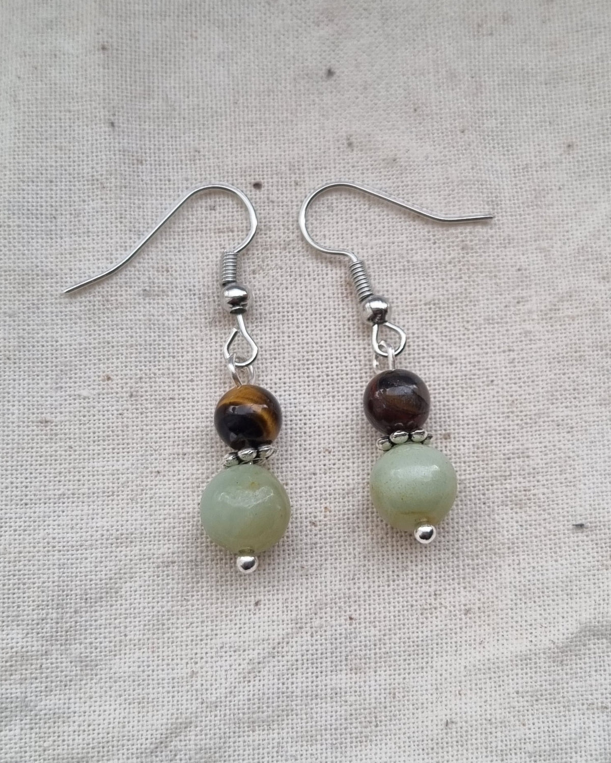 Amazonite and Tigers eye handmade gemstone earrings