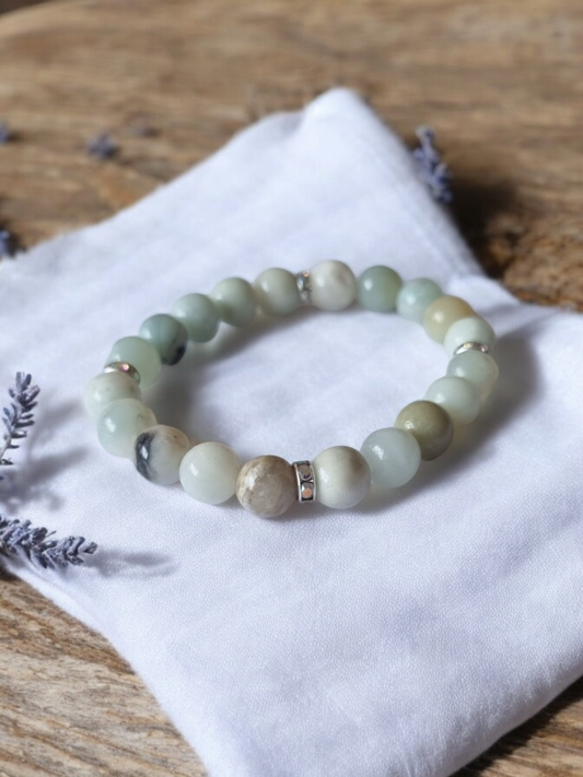 Natural Amazonite handmade beaded stretch bracelet