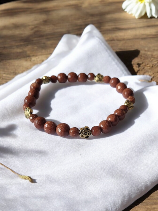 Goldstone beaded handmade stretch bracelet