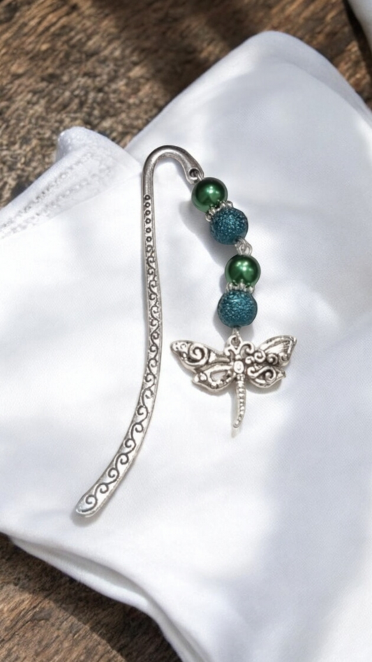 Dragonfly themed handmade beaded  bookmark