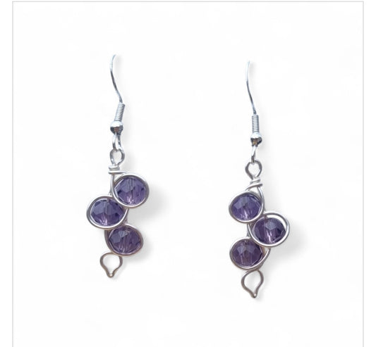 Pretty handmade purple wire wrapped earrings