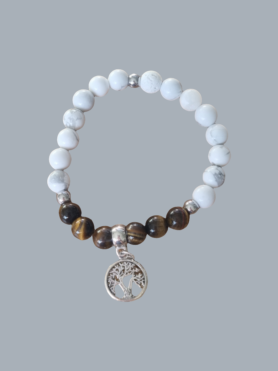 Natural Tigers eye and howlite handmade aromatherapy bracelet