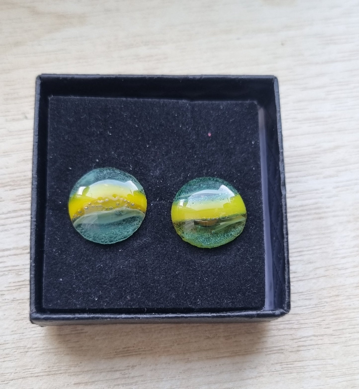 Pretty glass fused pebble stud earrings