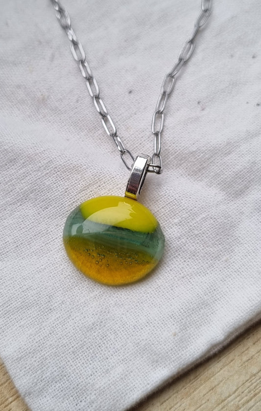 Handmade fused glass pebble necklace