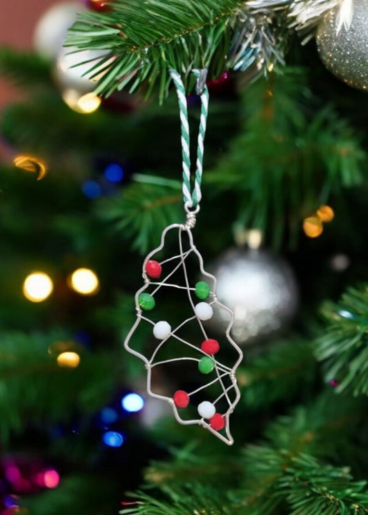 Wire and beads christmas ornament