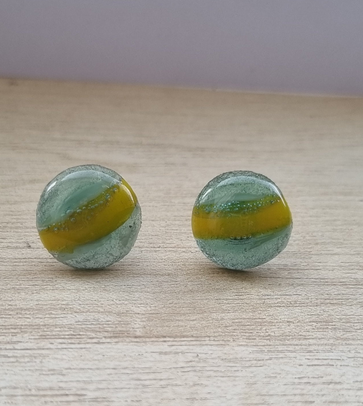 Pretty glass fused pebble stud earrings