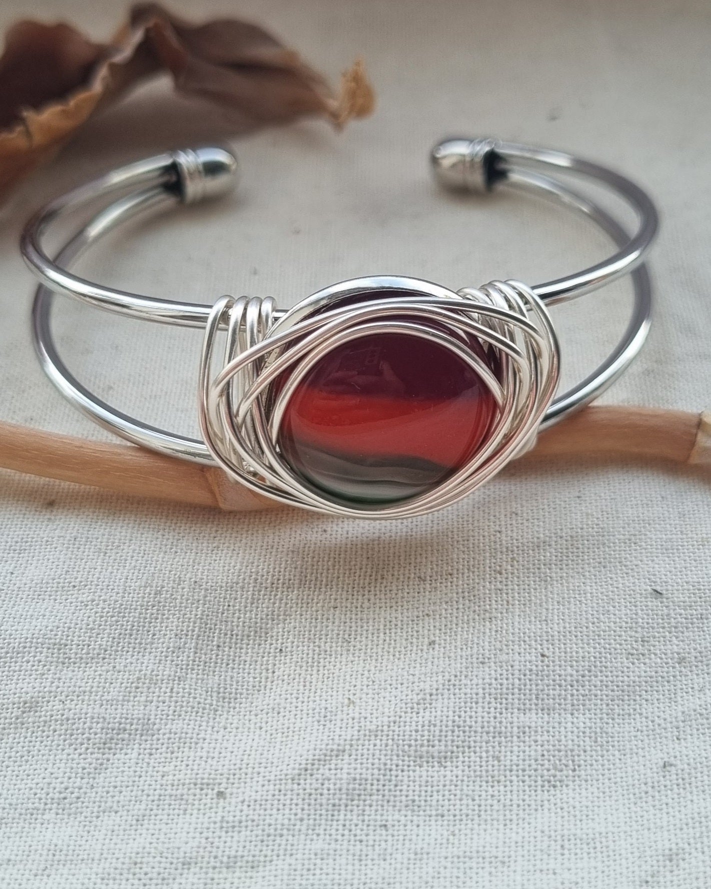 Handmade glass pebble bracelet