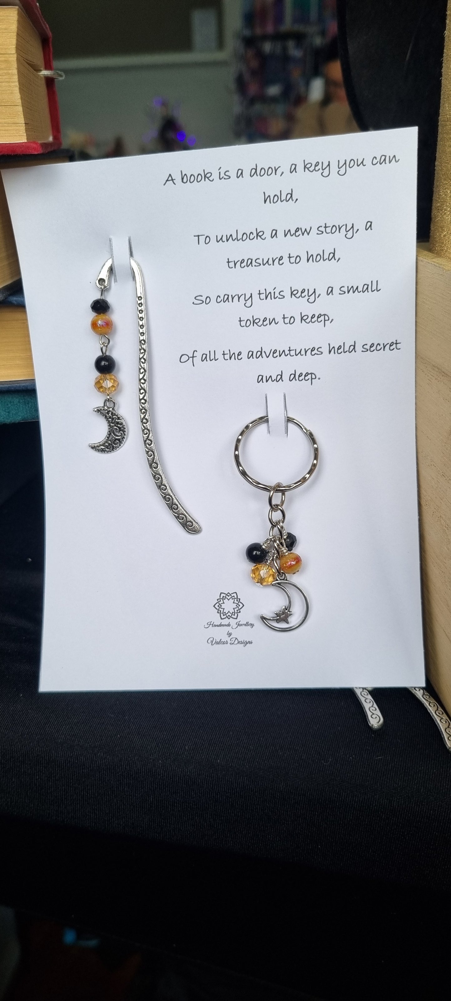 Moon themed bookmark and keyring giftset