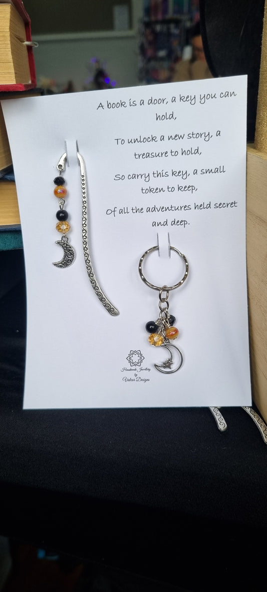 Moon themed bookmark and keyring giftset