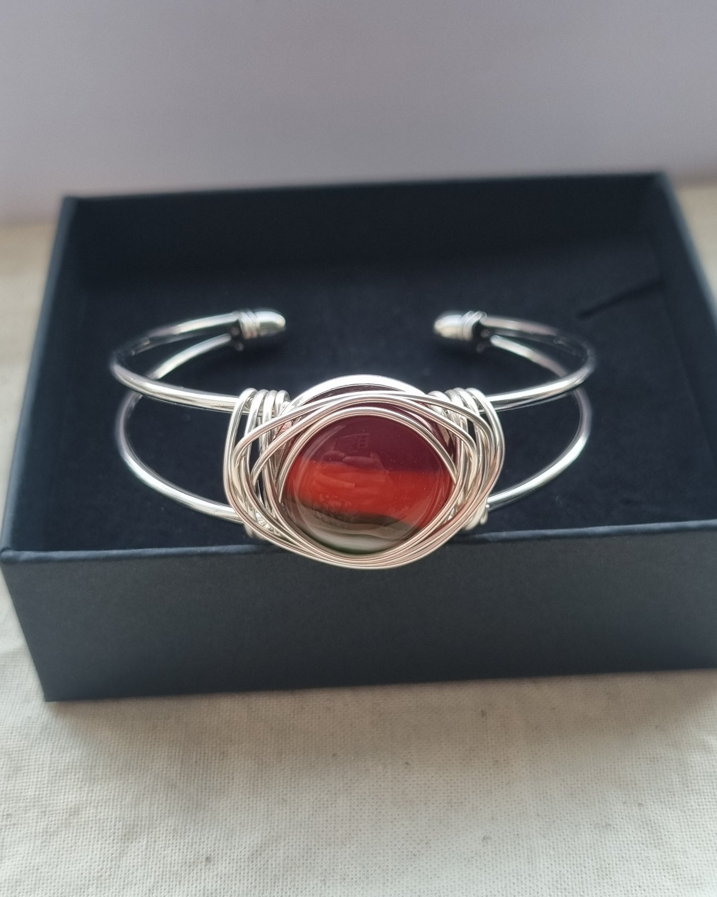 Handmade glass pebble bracelet