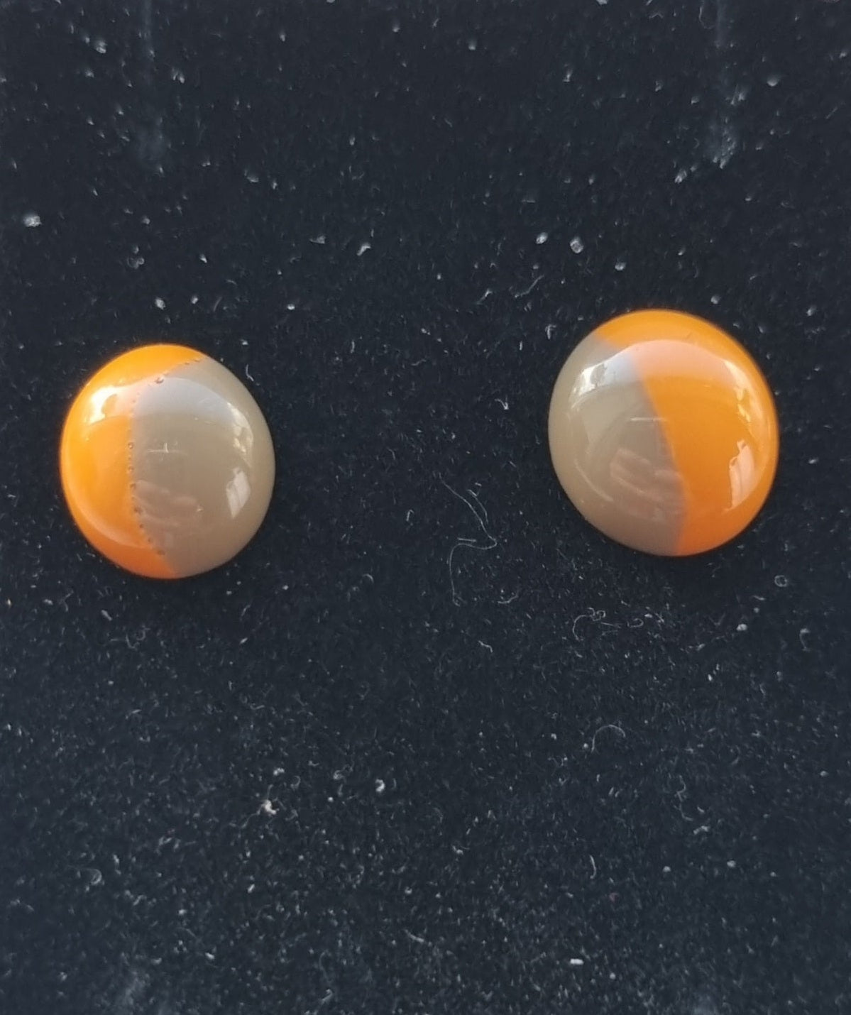 Handmade Brown and caramel coloured, glass pebble stud earrings