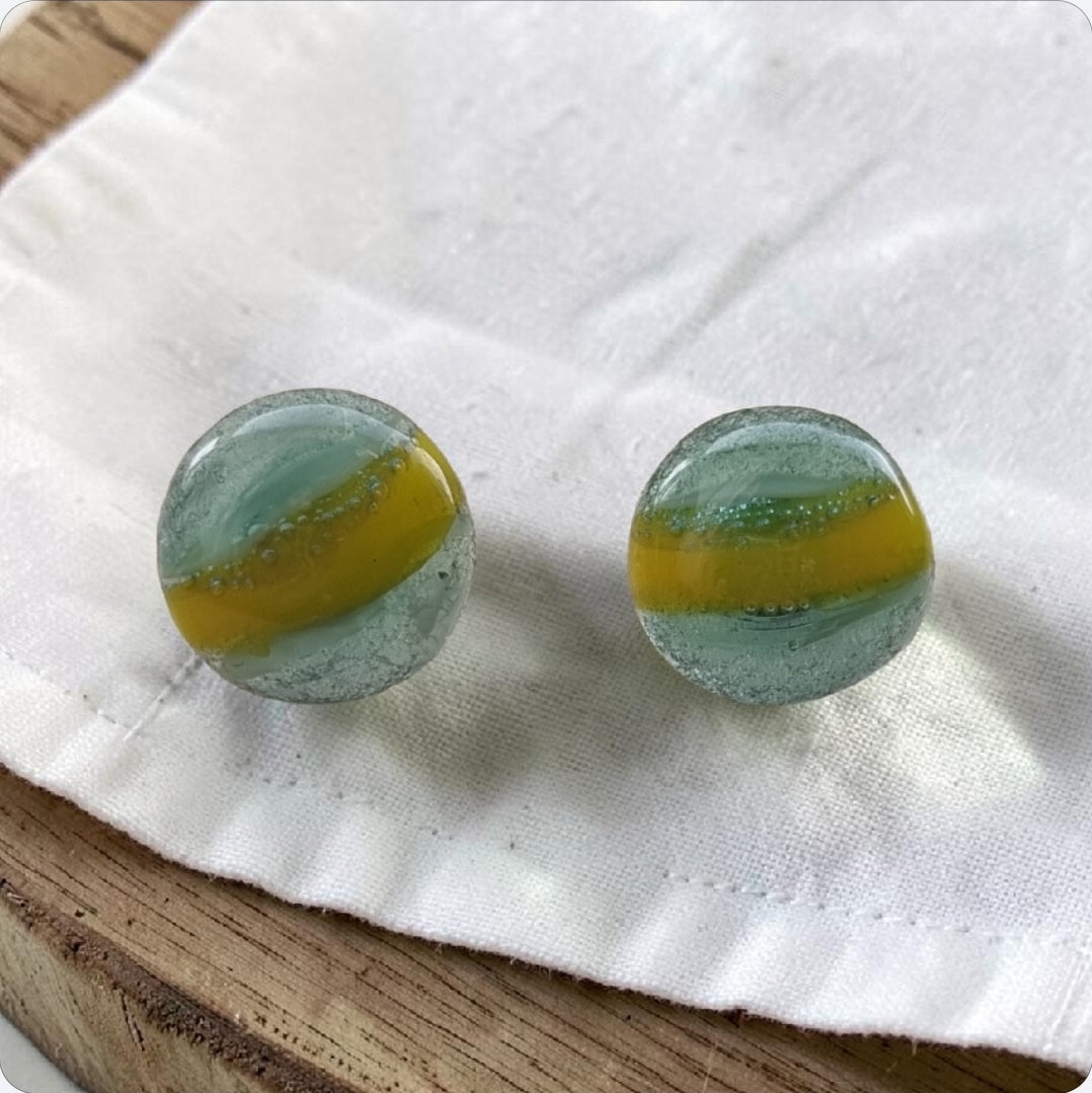 Pretty glass fused pebble stud earrings