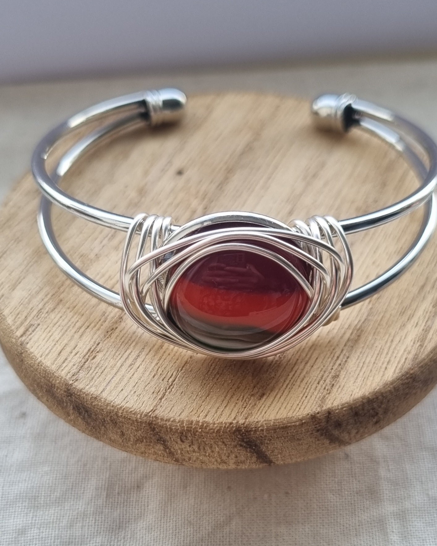 Handmade glass pebble bracelet