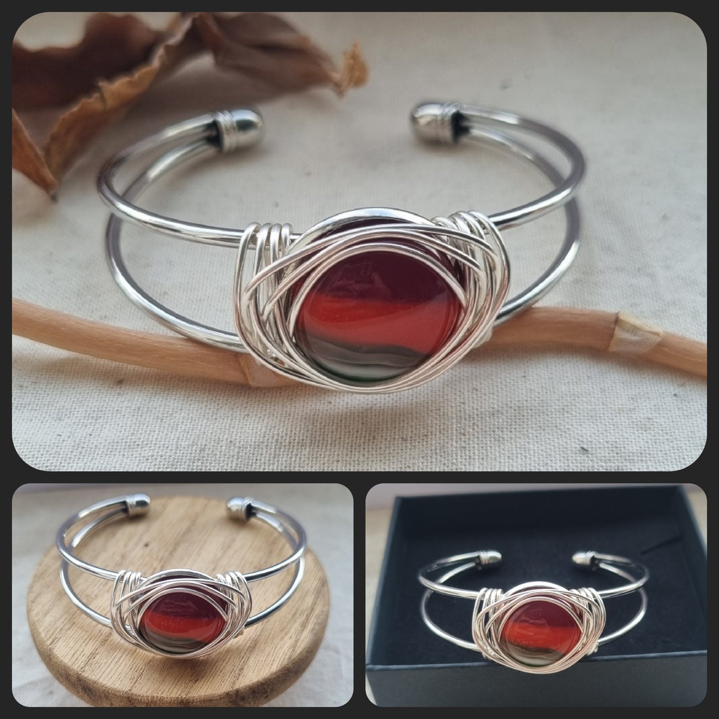 Handmade glass pebble bracelet